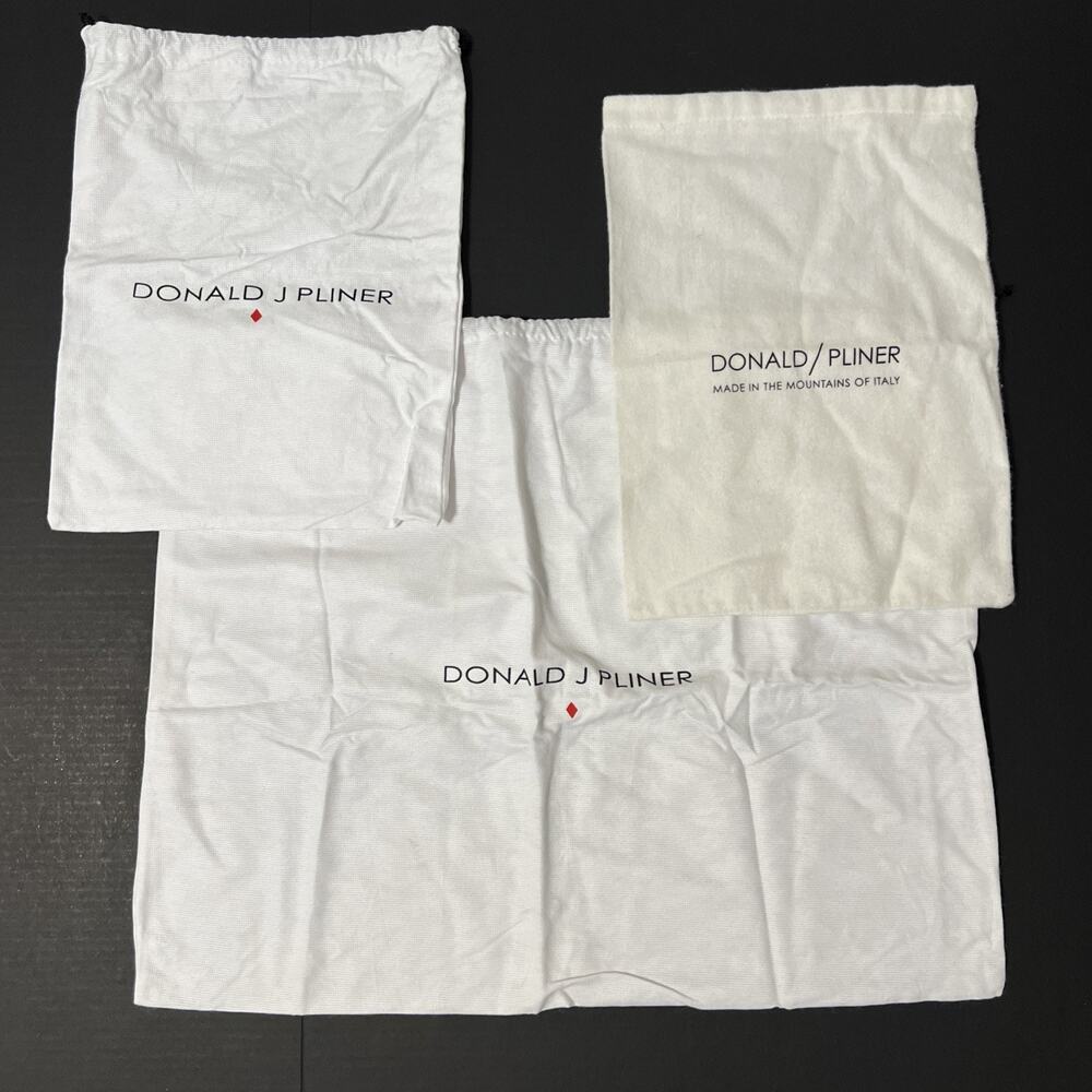 Lot of 3 Donald‎ J Pliner Dust Bags Shoe Purse Storage White Ivory XL & Standard